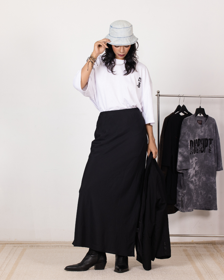 KYANA BLACK SATIN SKIRT