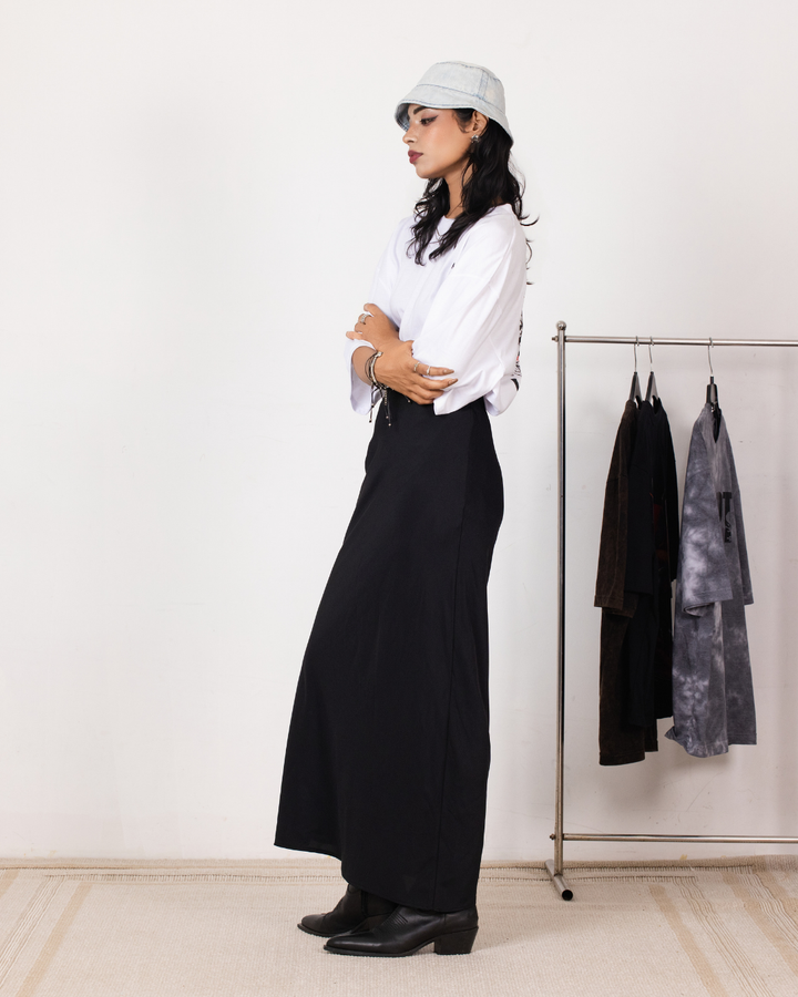 KYANA BLACK SATIN SKIRT