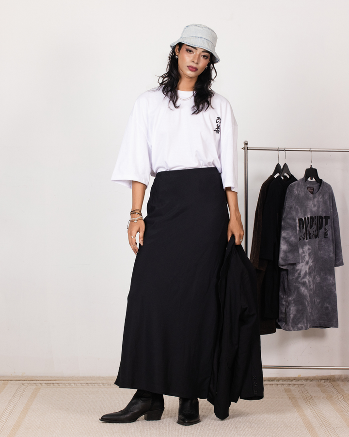KYANA BLACK SATIN SKIRT