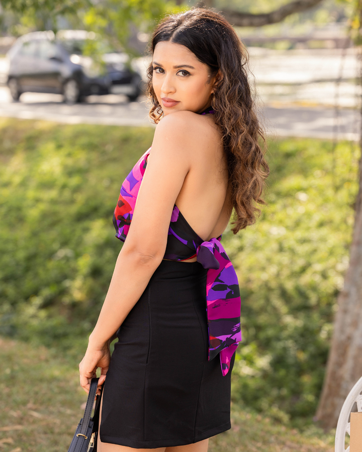 GABRIELLE HALTER NECK CROP BLOUSE