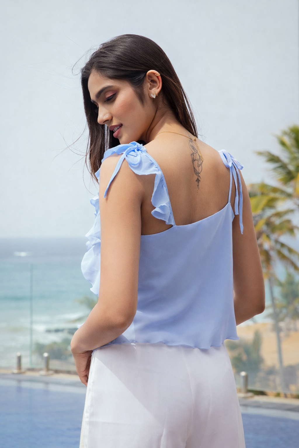 ERLA LIGHT BLUE  STRAP TOP