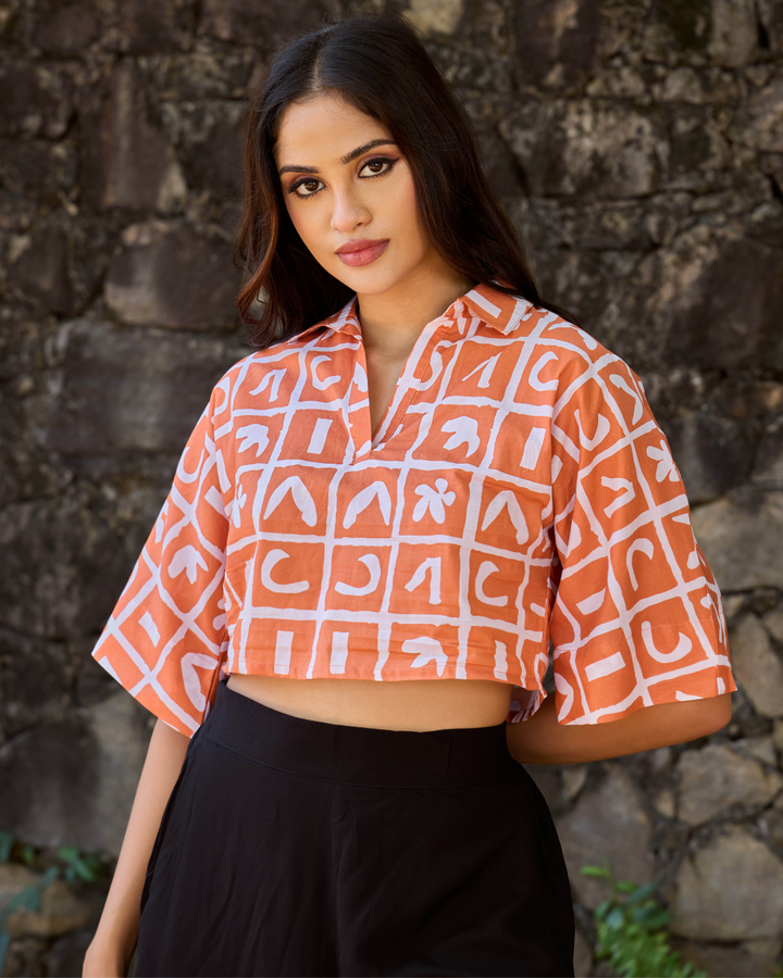 KISHO MODERN ORANGE CROP TOP