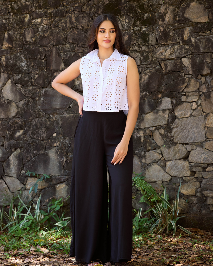ROMAIN CUTLON WHITE CROP TOP