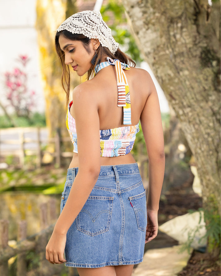 VIVIAN HALTER NECK CROP TOP