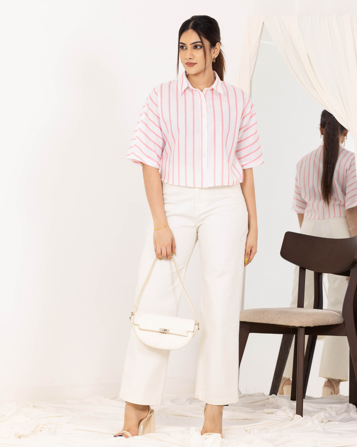 ZELDA STRIPE CROP SHIRT