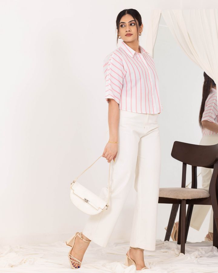 ZELDA STRIPE CROP SHIRT