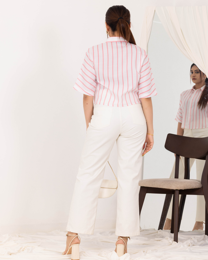 ZELDA STRIPE CROP SHIRT
