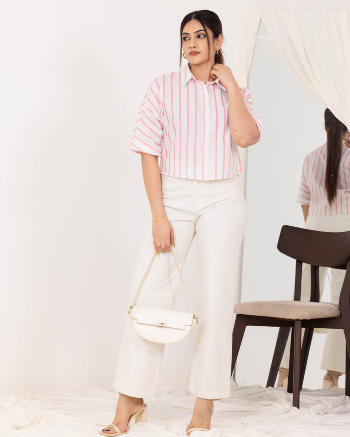 ZELDA STRIPE CROP SHIRT