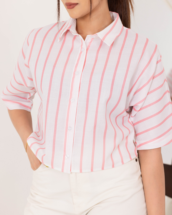 ZELDA STRIPE CROP SHIRT