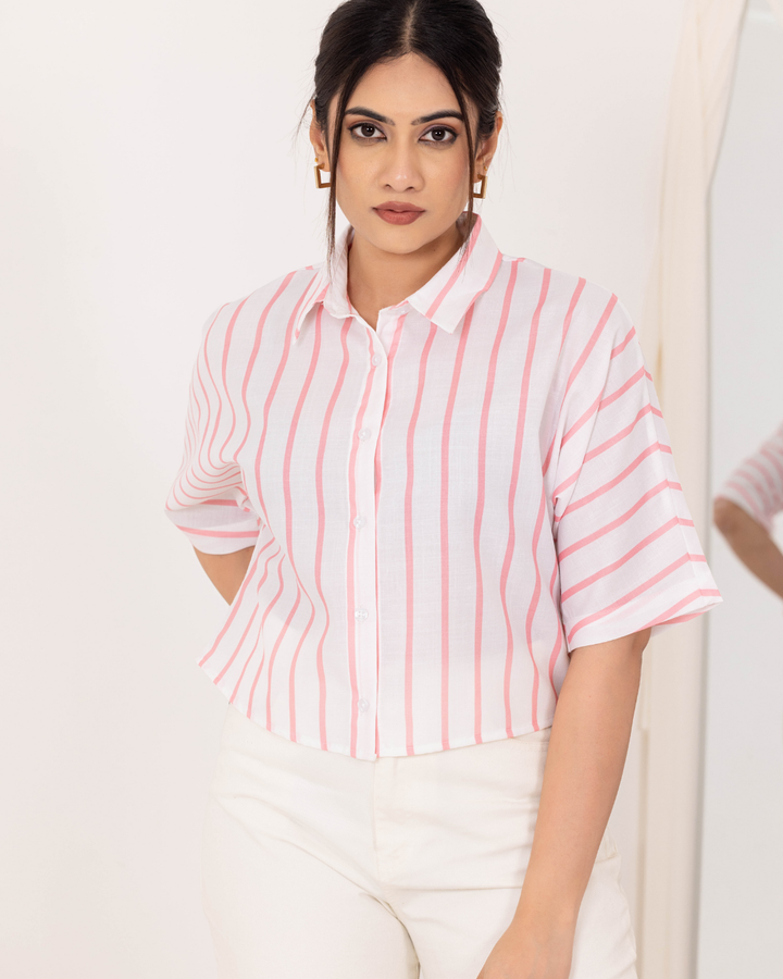 ZELDA STRIPE CROP SHIRT