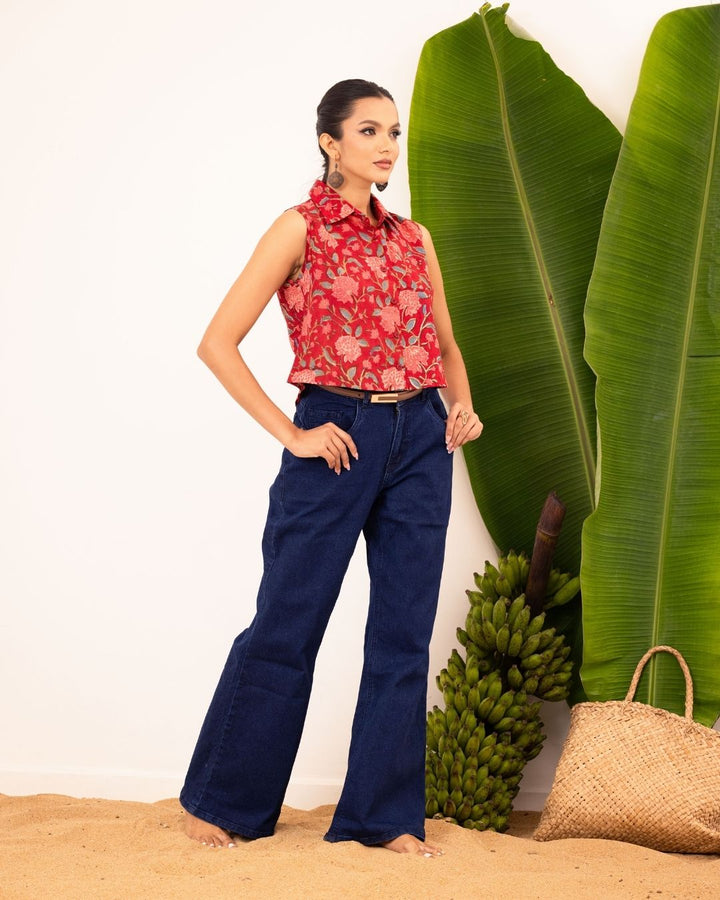 ROMAIN PRINTED CROP TOP