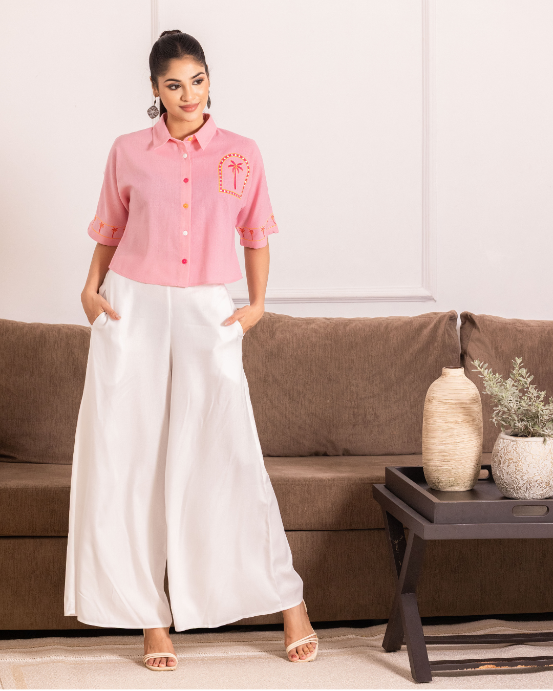 ZOEY BACK ELASTIC WHITE PANT