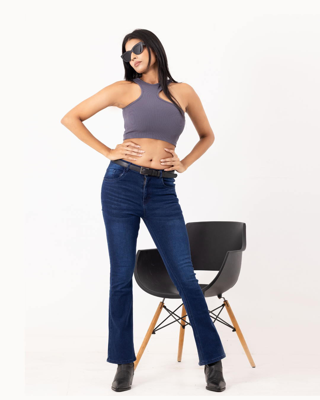 DARK BLUE SOFIA BOOT CUT PANT