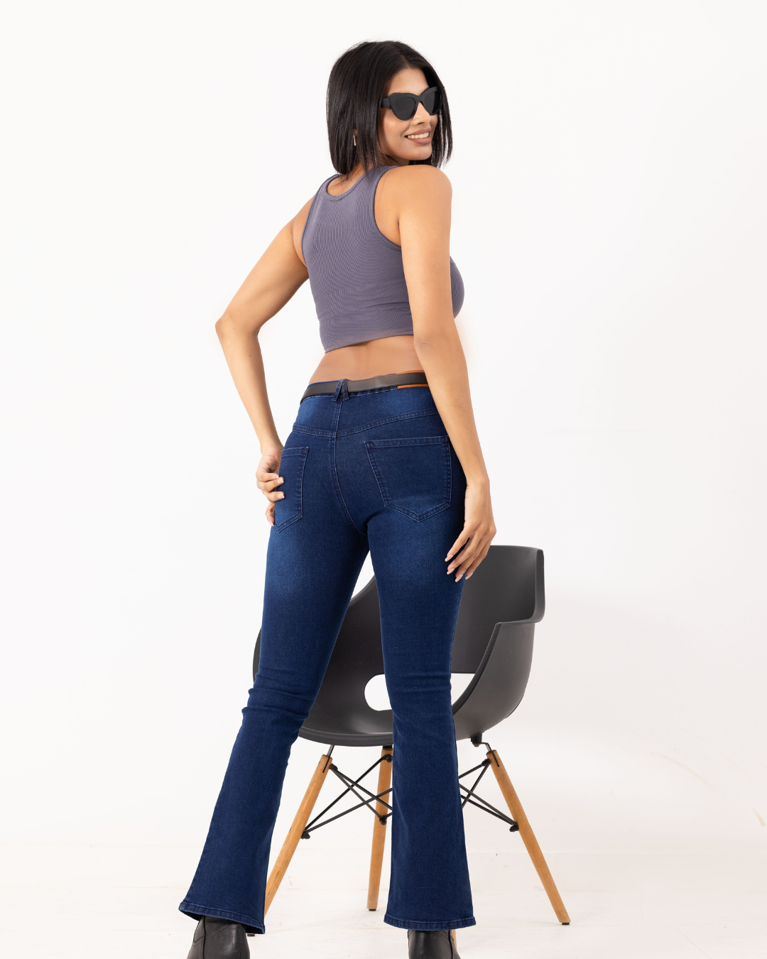 DARK BLUE SOFIA BOOT CUT PANT