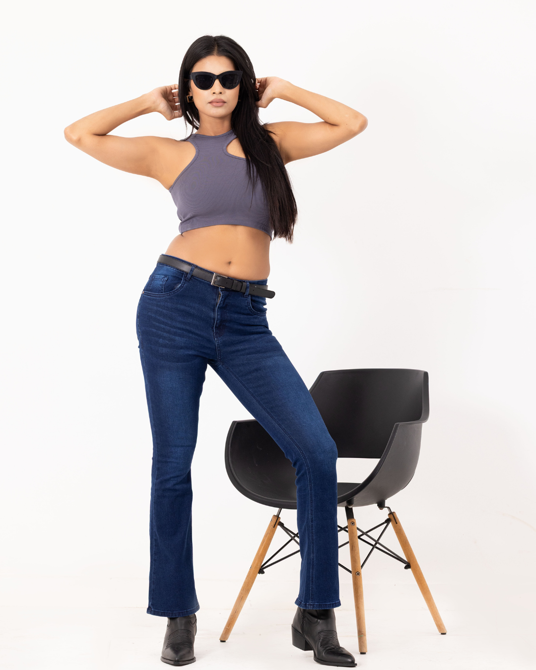 DARK BLUE SOFIA BOOT CUT PANT