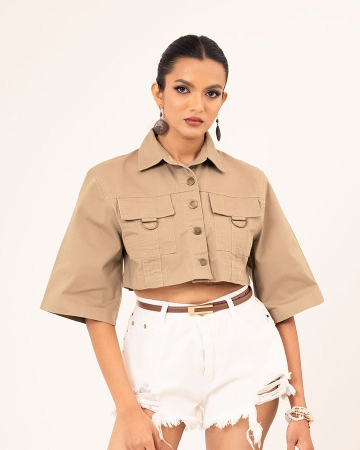 BEIGE FEMALE DENIM JKT