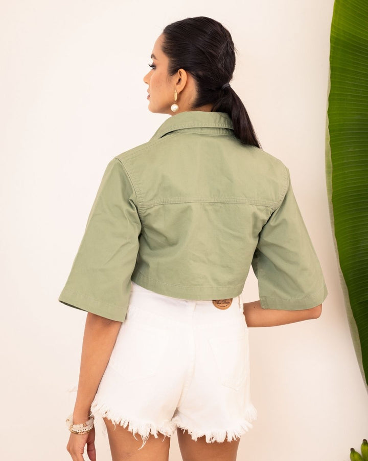 OLIVE GREEN FEMALE DENIM JACKET