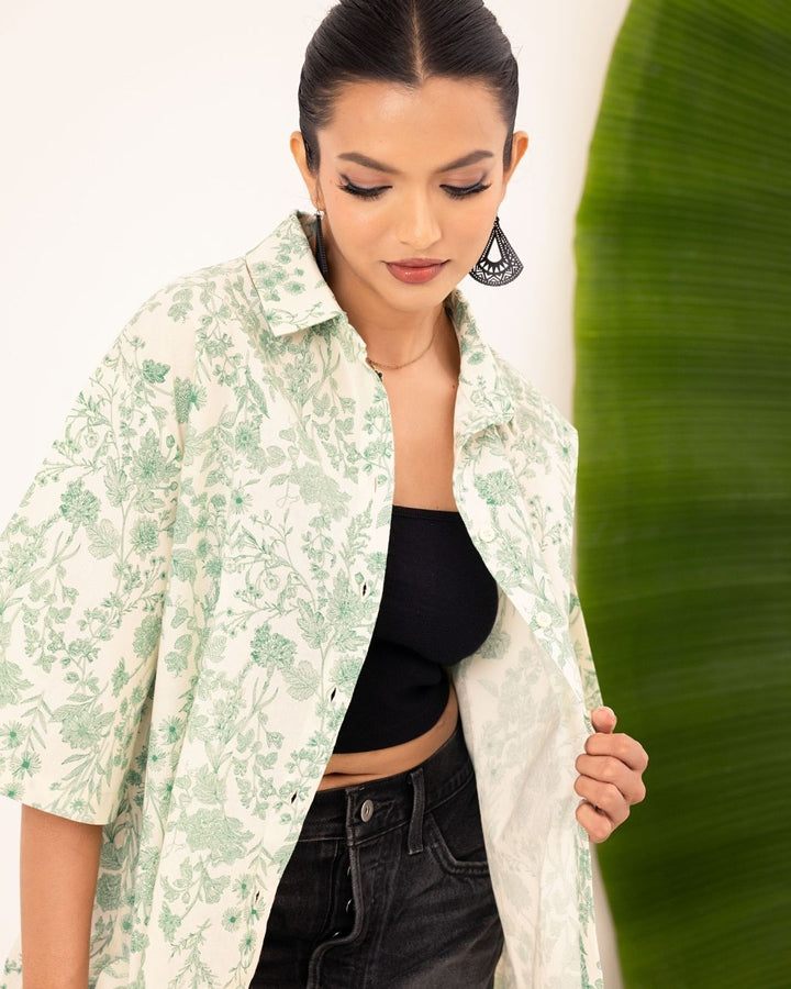 HEILI PRINTED HIGH LOW BLOUSE