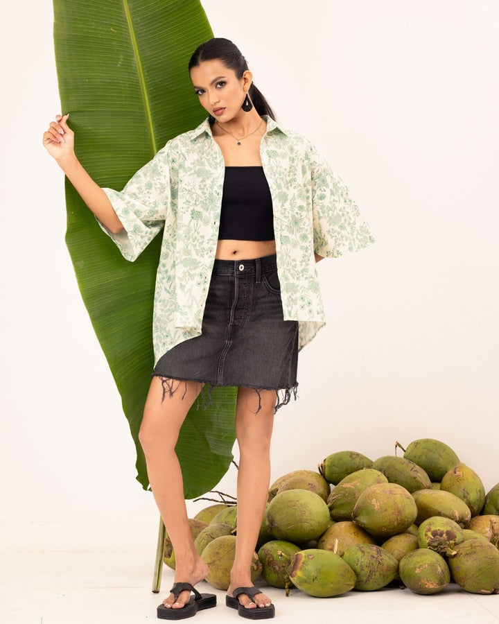 HEILI PRINTED HIGH LOW BLOUSE