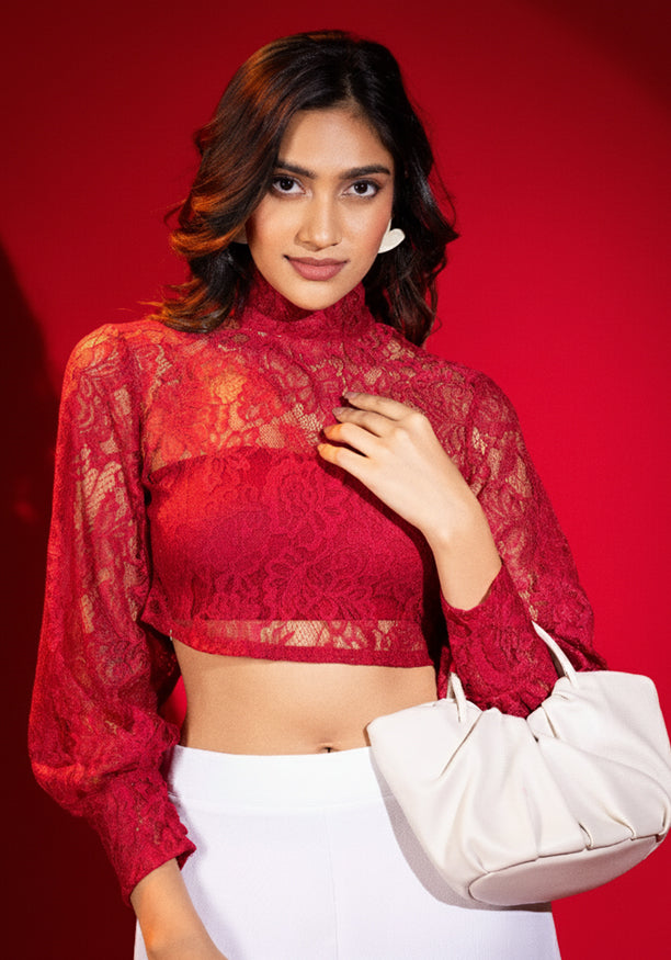 ROMINA BISHOP RED CROP TOP
