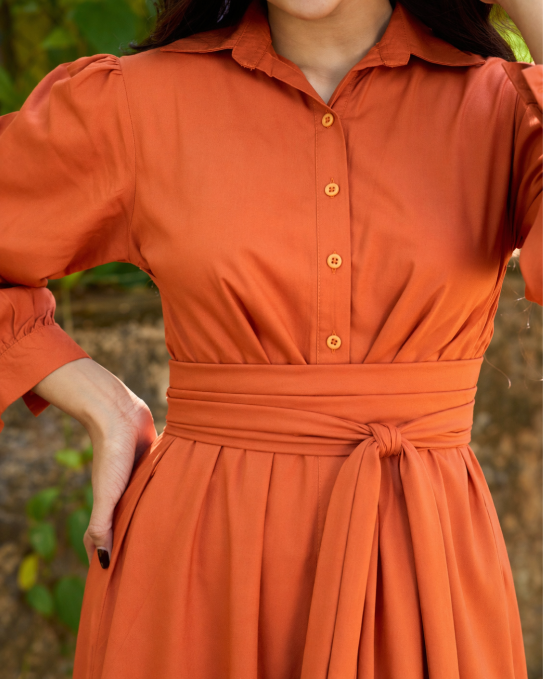 MAZIE FRONT CROSS OVER ORANGE DRESS