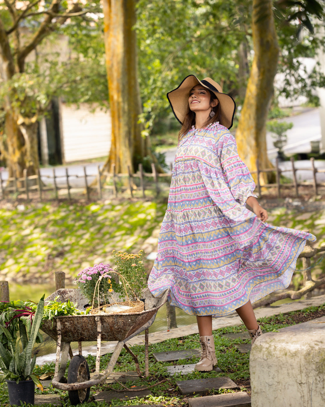 NATALIYA FRONT CROSS NECK LONG DRESS