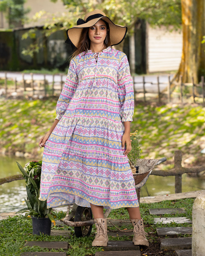 NATALIYA FRONT CROSS NECK LONG DRESS