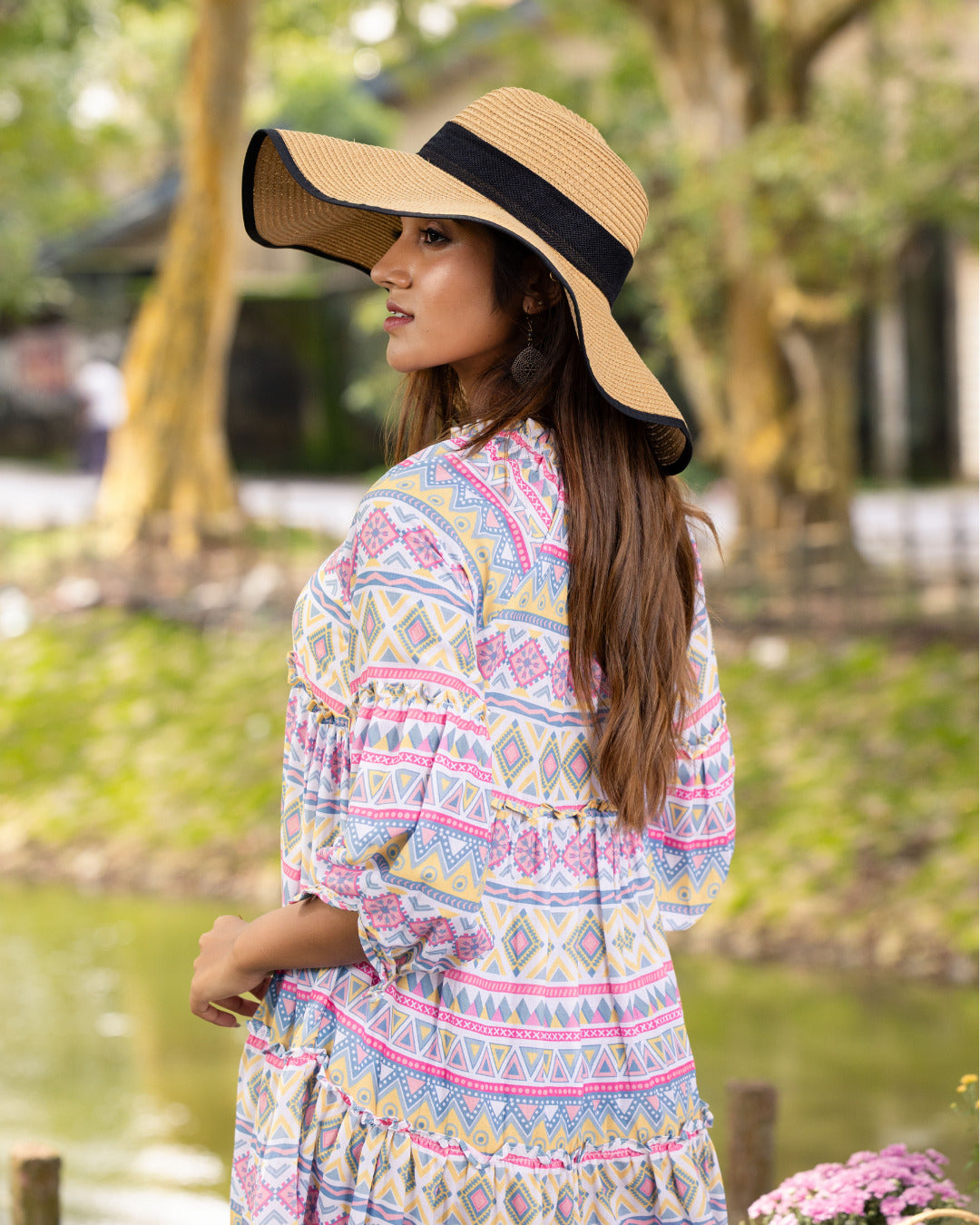 NATALIYA FRONT CROSS NECK LONG DRESS
