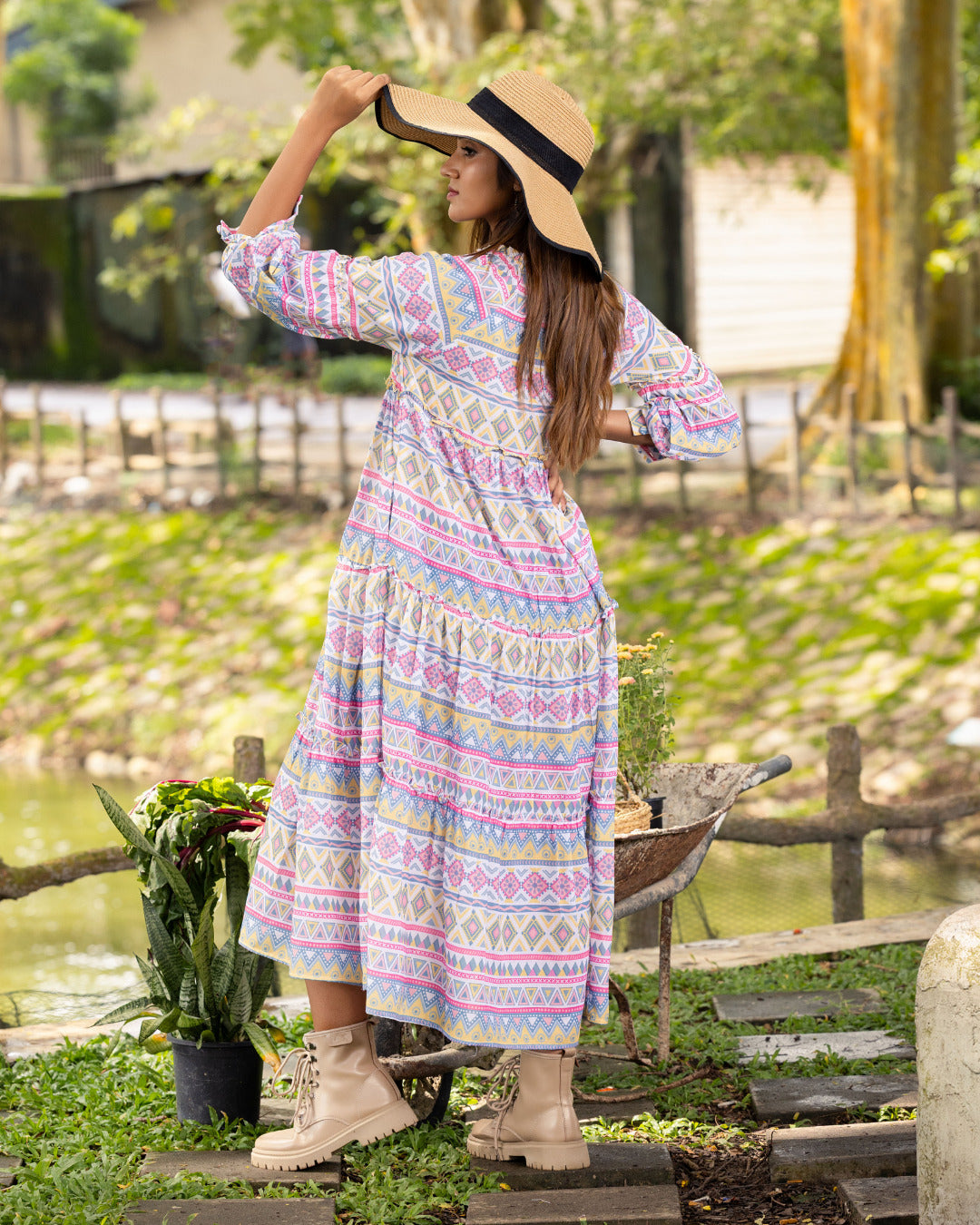 NATALIYA FRONT CROSS NECK LONG DRESS