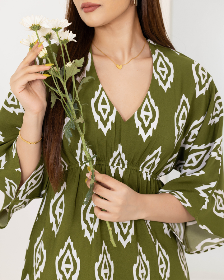 NIRA BOHEMIAN GREEN MAXI DRESS