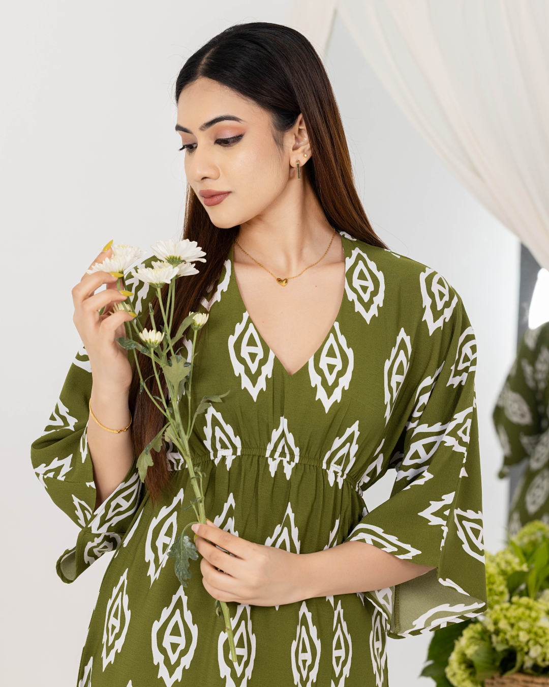 NIRA BOHEMIAN GREEN MAXI DRESS