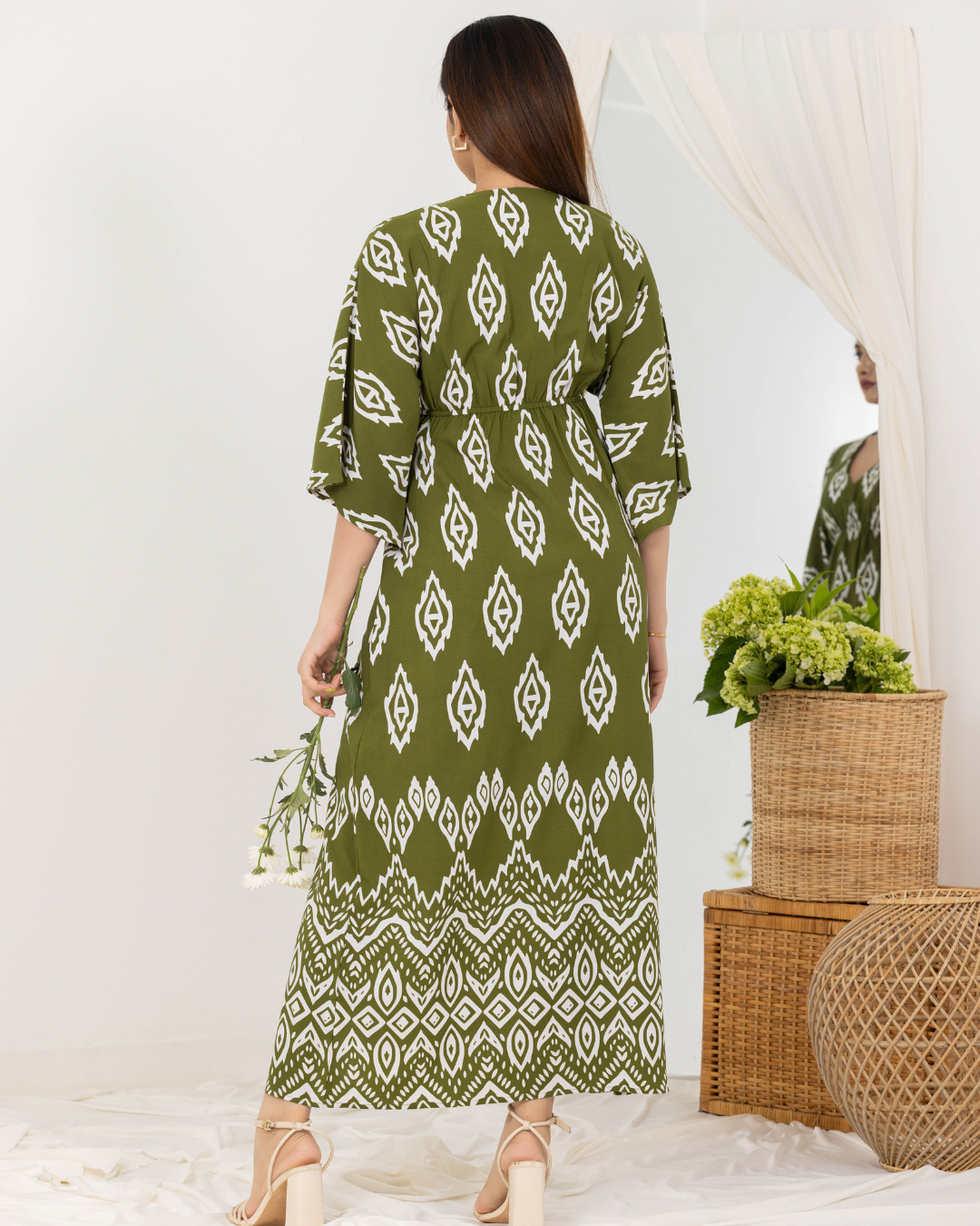 NIRA BOHEMIAN GREEN MAXI DRESS