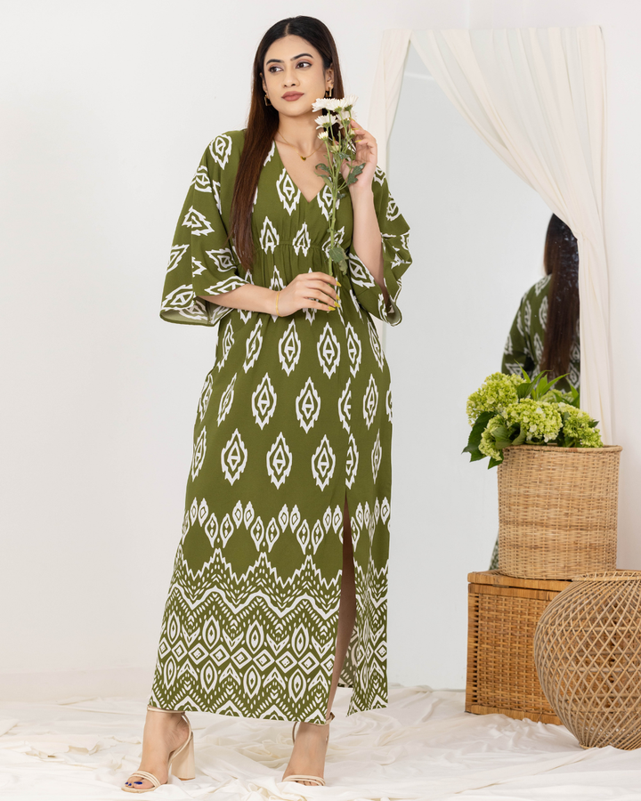 NIRA BOHEMIAN GREEN MAXI DRESS