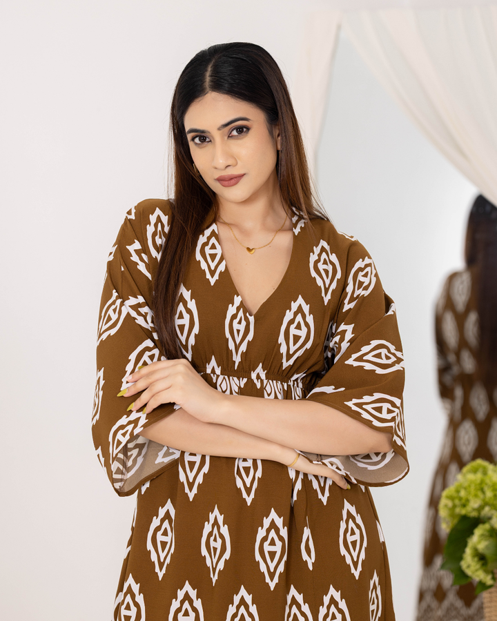 NIRA BOHEMIAN BROWN MAXI DRESS