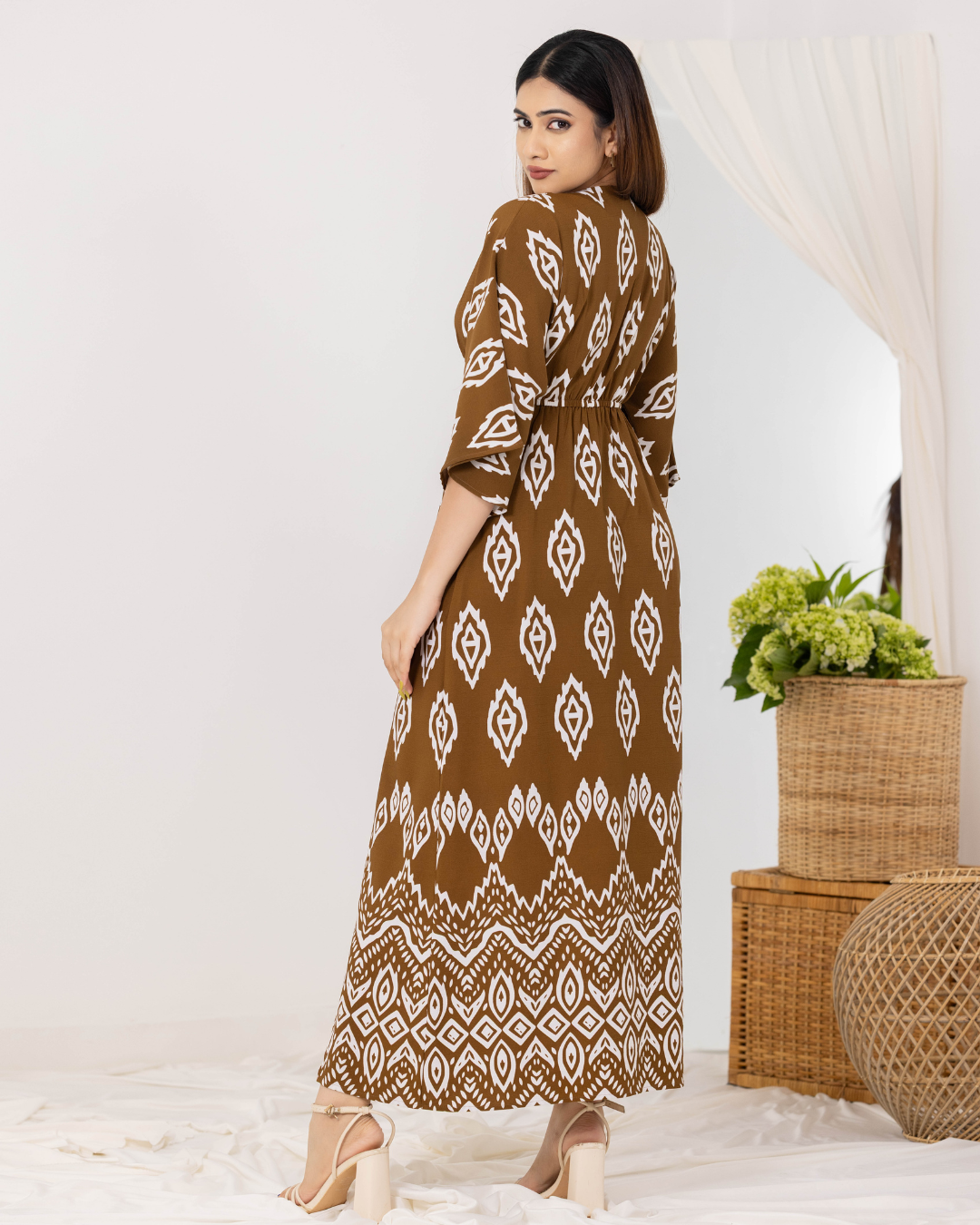 NIRA BOHEMIAN BROWN MAXI DRESS