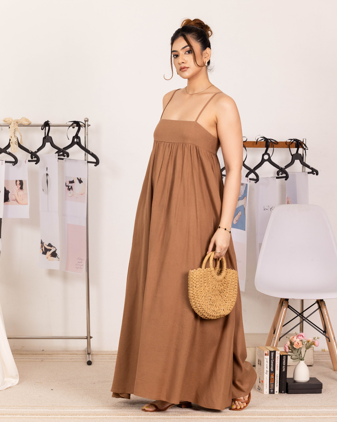 RAMORA STRAPPY BROWN MAXI DRESS