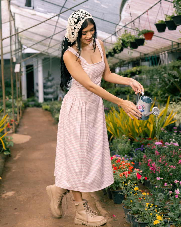 BELLA SQUARE NECK MIDI DRESS