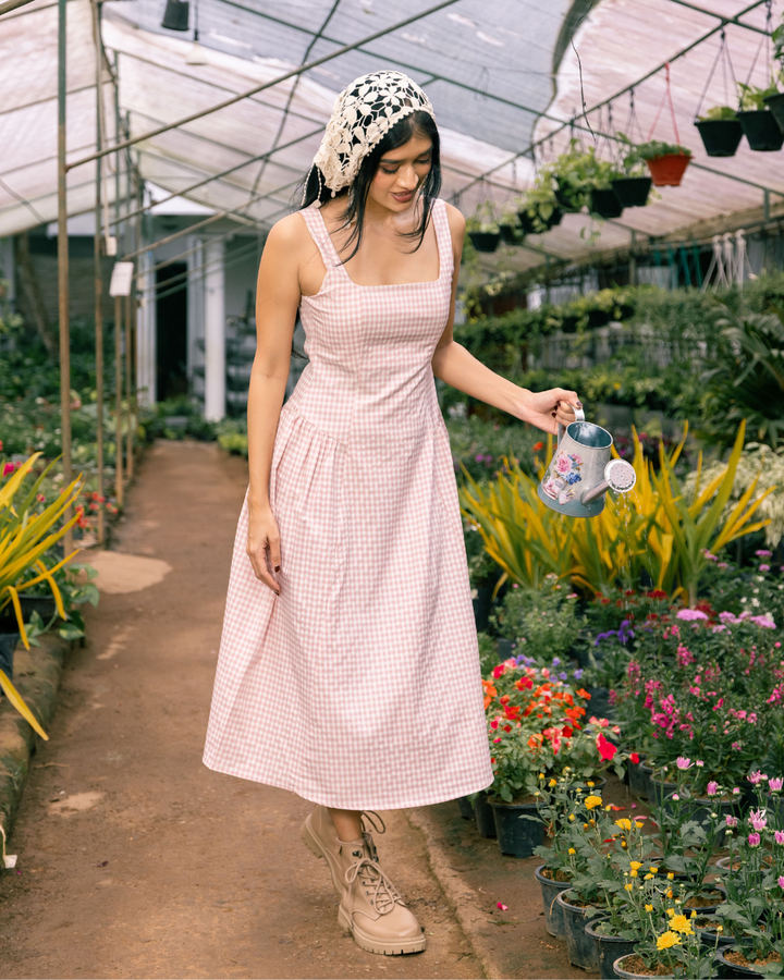 BELLA SQUARE NECK MIDI DRESS
