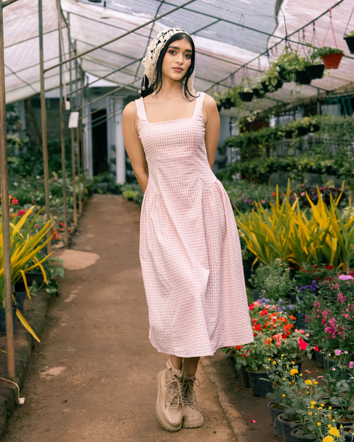 BELLA SQUARE NECK MIDI DRESS