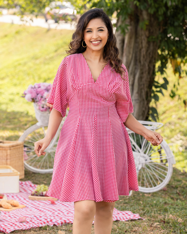 GINGHAM RED CHECK DRESS