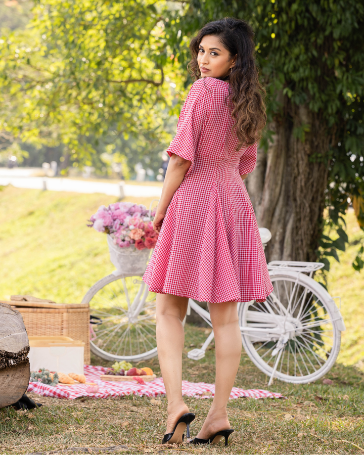 GINGHAM RED CHECK DRESS