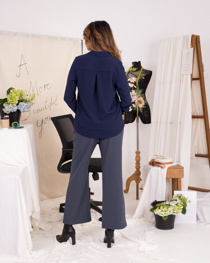 LISA LONG SLEEVE BLUE BLOUSE