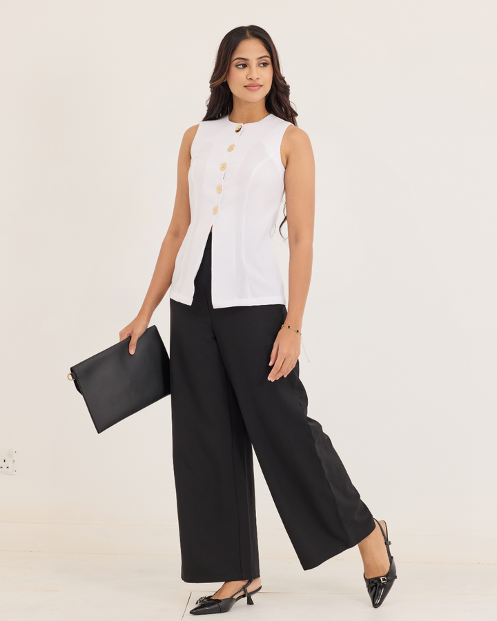 JANET SLEEVELESS WHITE WAISTCOAT