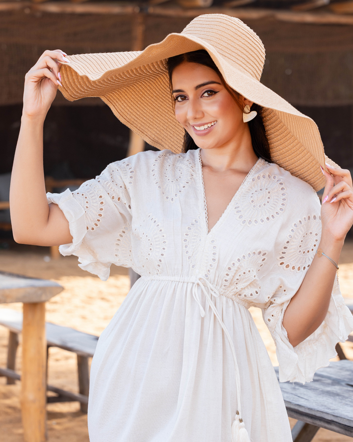 MIONA CUTLON OFF WHITE MAXI DRESS