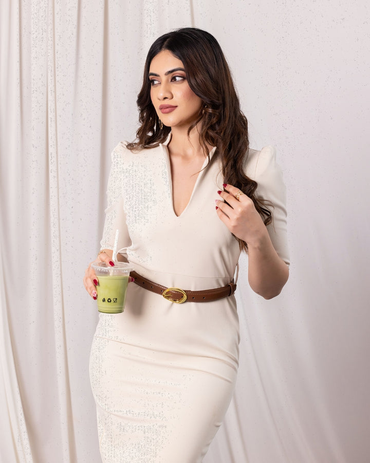 JANE CREAM MIDI DRESS