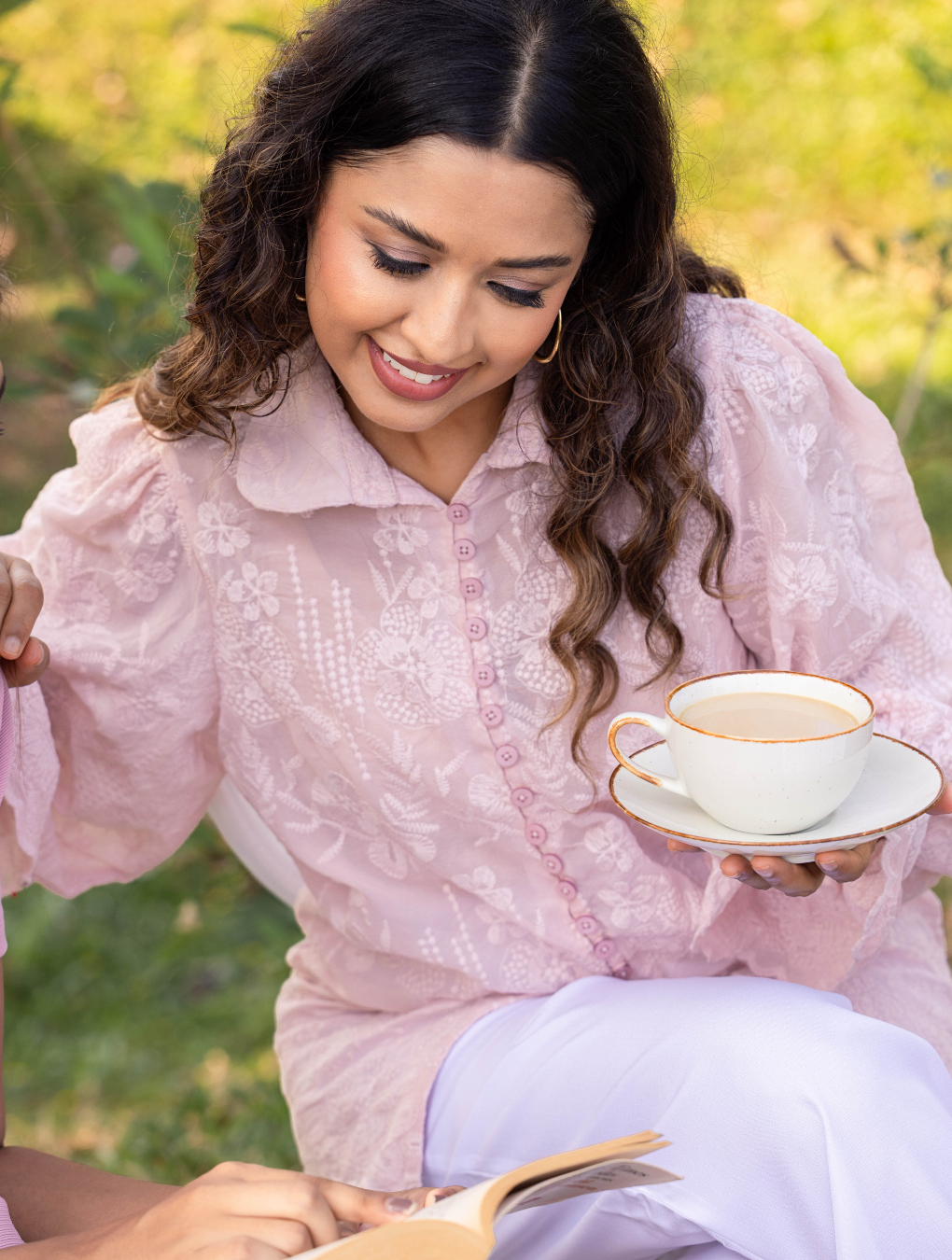 LAVINIA POET SLEEVE PINK BLOUSE