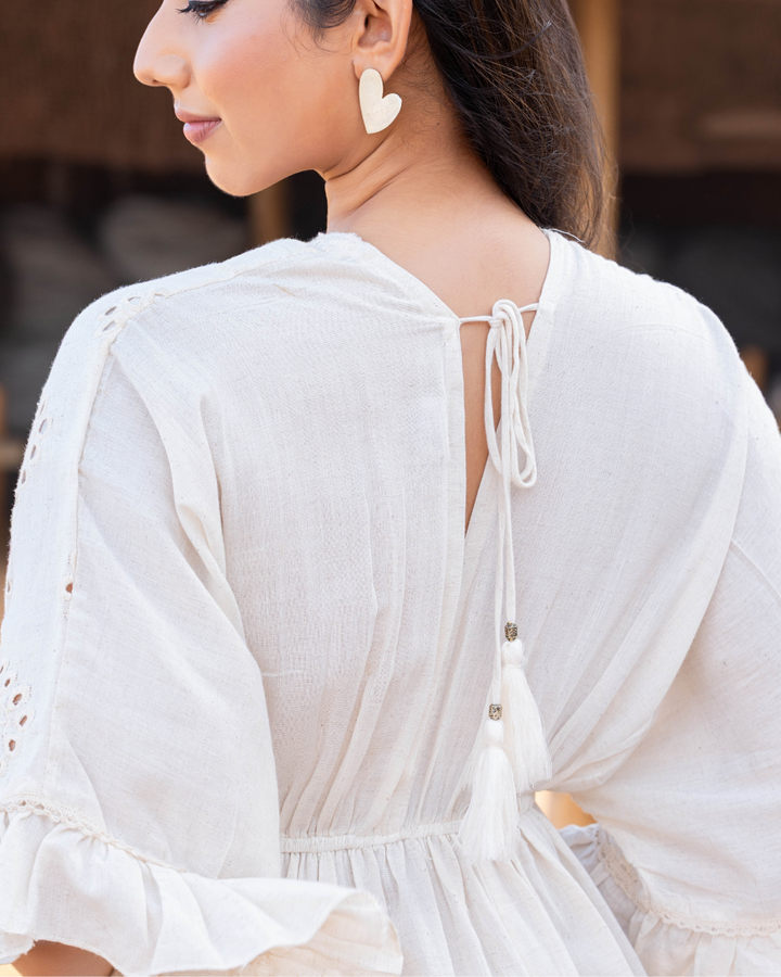 MIONA CUTLON OFF WHITE MAXI DRESS