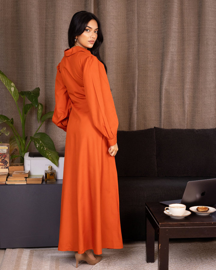 MAZIE FRONT CROSS OVER ORANGE DRESS