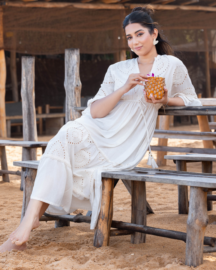 MIONA CUTLON OFF WHITE MAXI DRESS