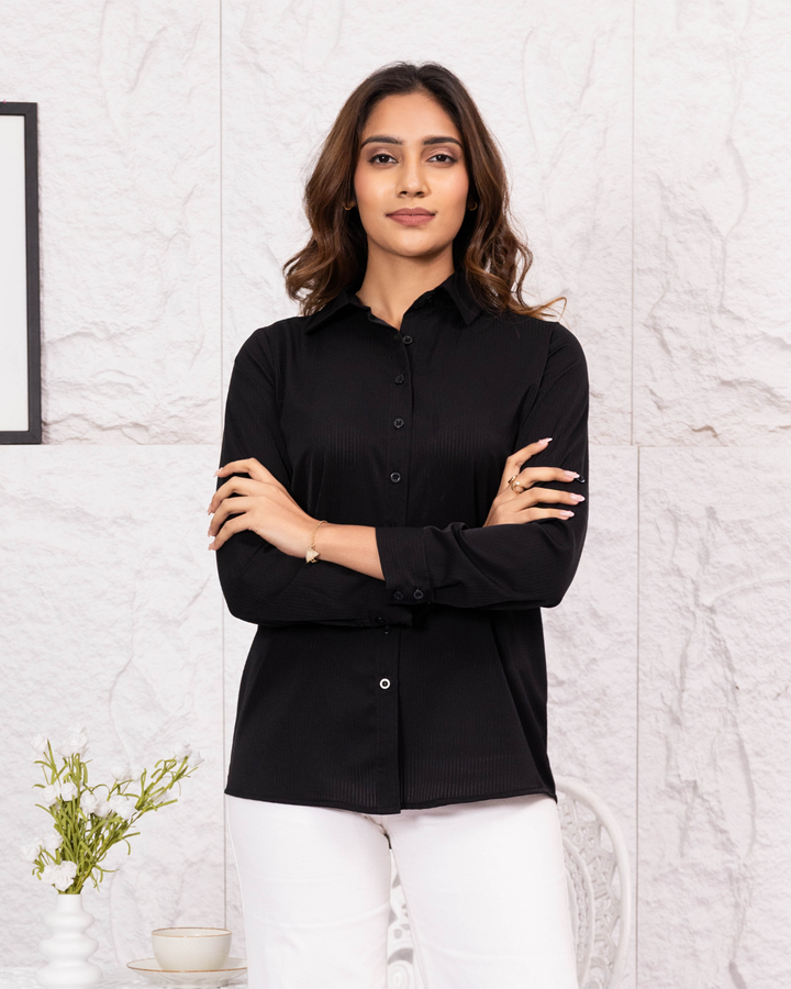 LISA LONG SLEEVE BLACK BLOUSE